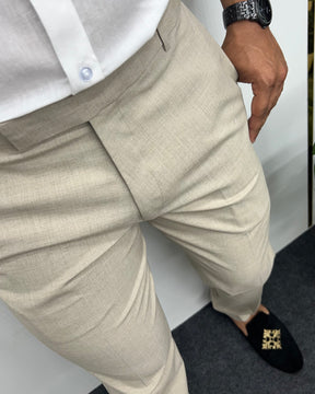Pastel Beige Flexiwaist Business Class Formal Pant