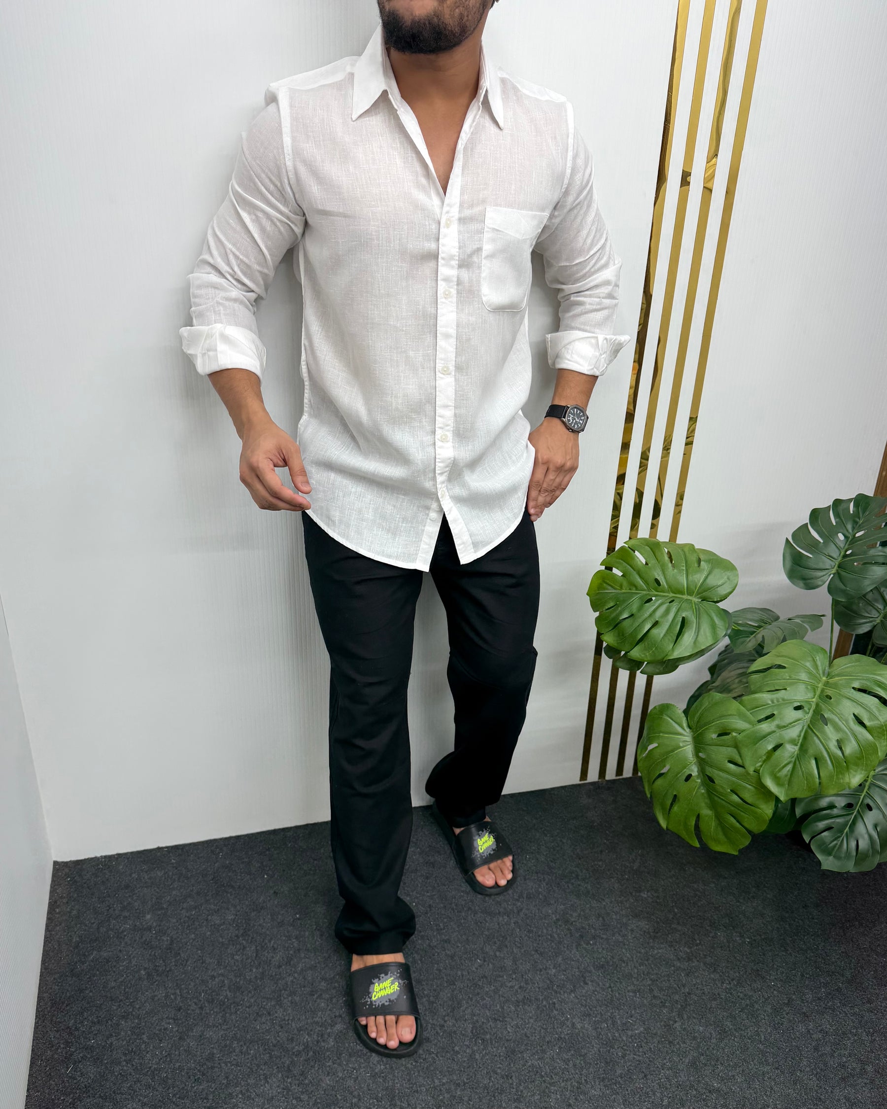 White Lyocell Linen Shirt