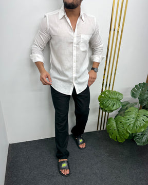 White Lyocell Linen Shirt