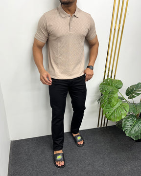 Beige Premium Jacquard T-Shirt