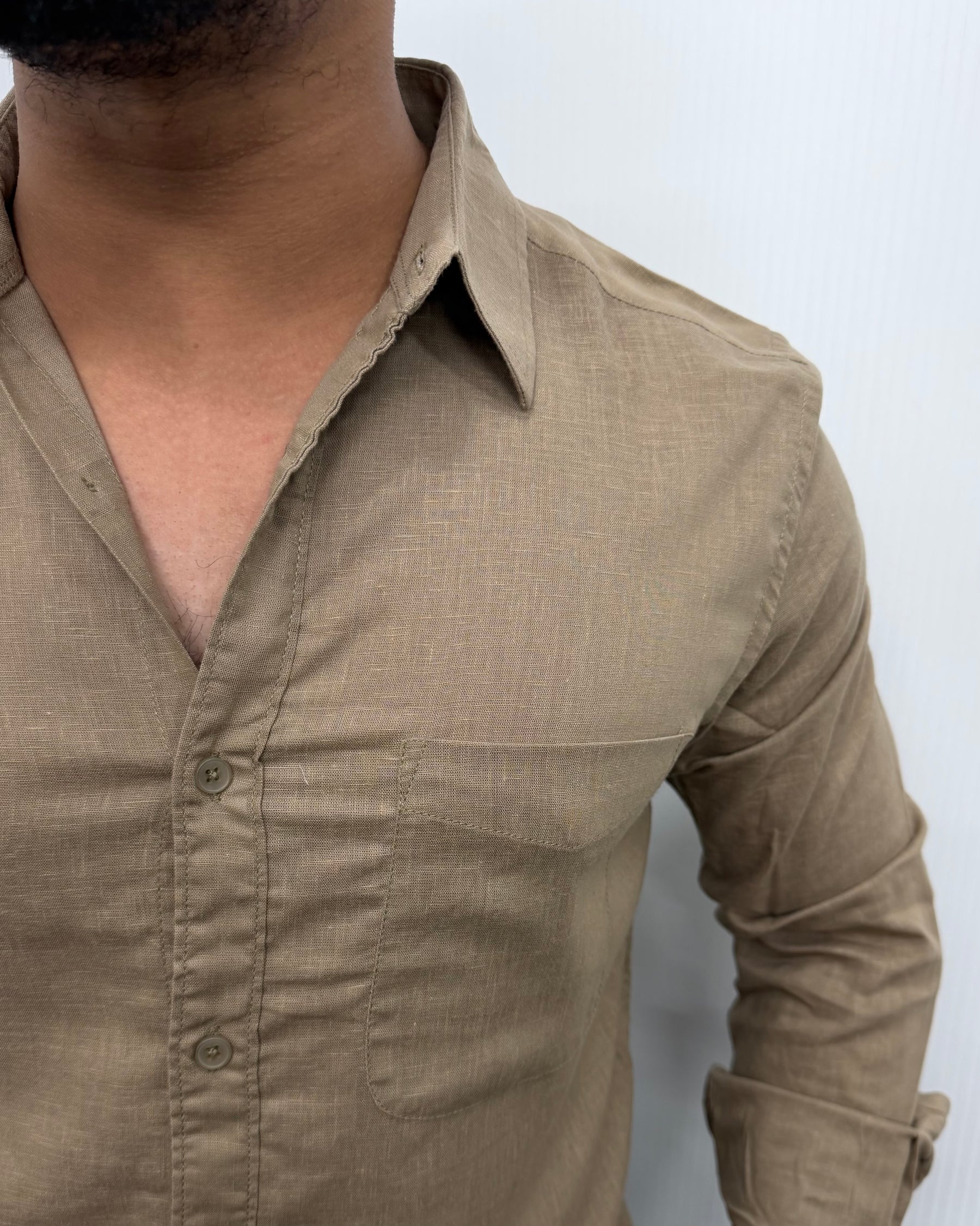 Khaki Lyocell Linen Shirt