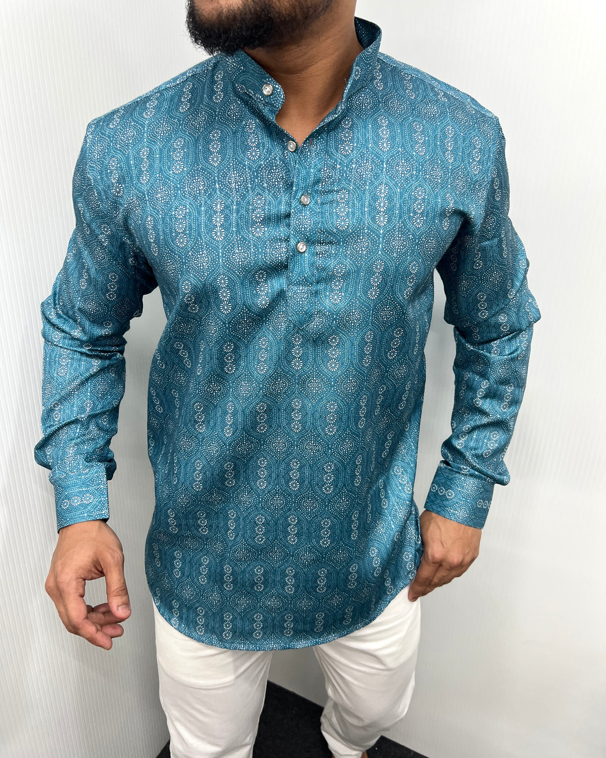 Jari Fabric Printed Premium Short Kurta