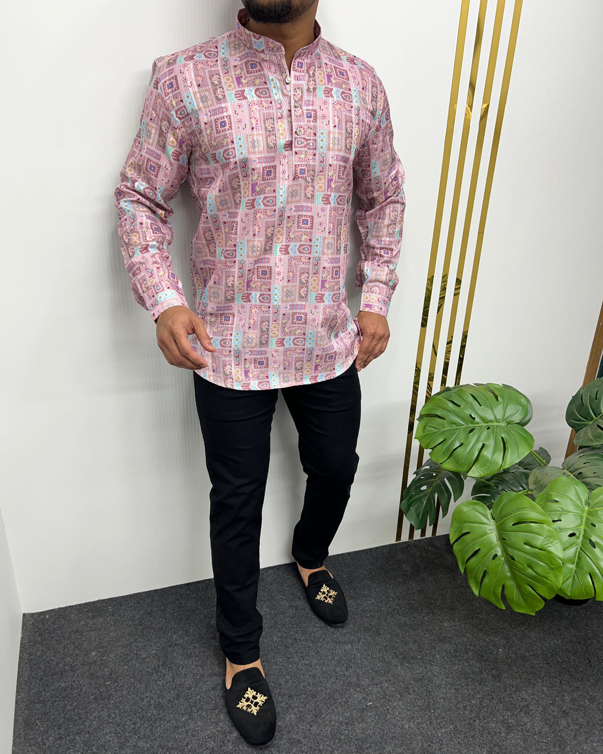 Jari Fabric Printed Premium Short Kurta