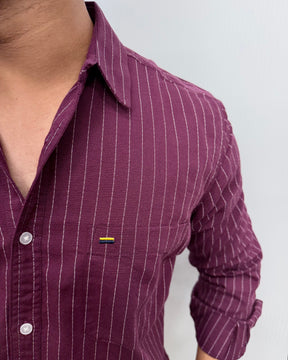Maroon Viscose Fabric Striped Shirt