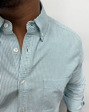 Sea Green Cotton Oxford Striped Shirt
