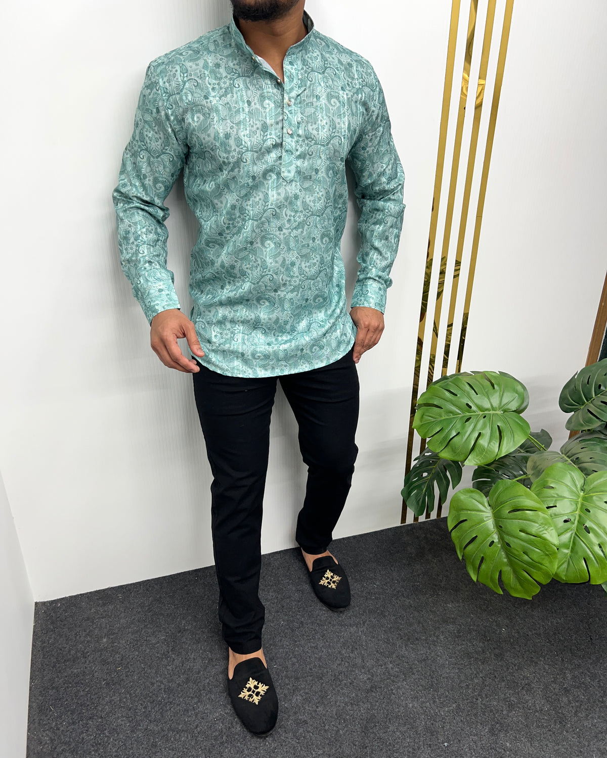Jari Fabric Printed Premium Short Kurta