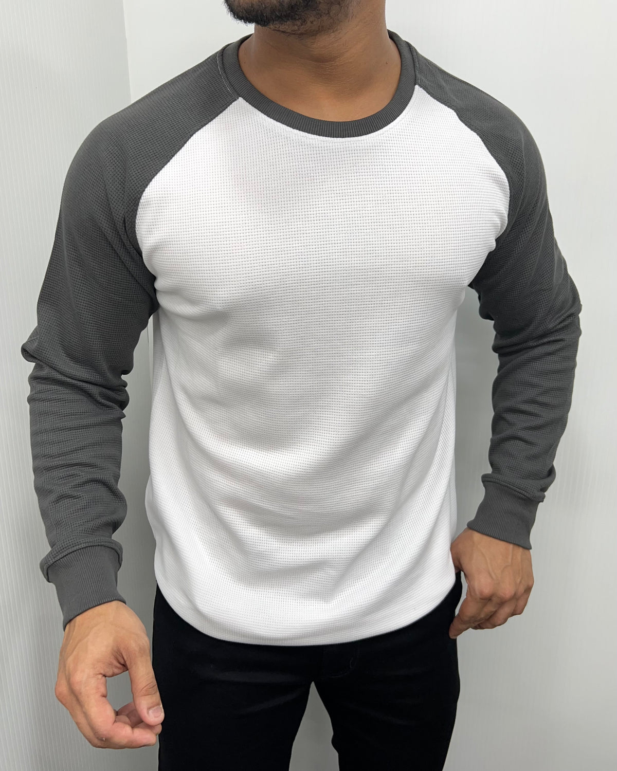 White & Dark Gray Raglan T-Shirt