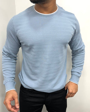 Sky Blue Plain Knit T-Shirt
