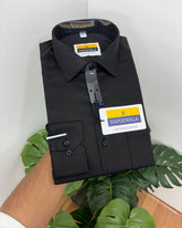 Black Cotton Satin Lycra Shirt