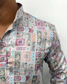 Jari Fabric Printed Premium Short Kurta