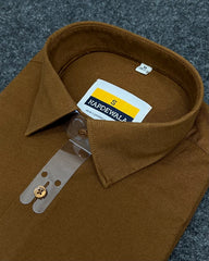 Brown Business Class Oxford Lycra Formal Shirt