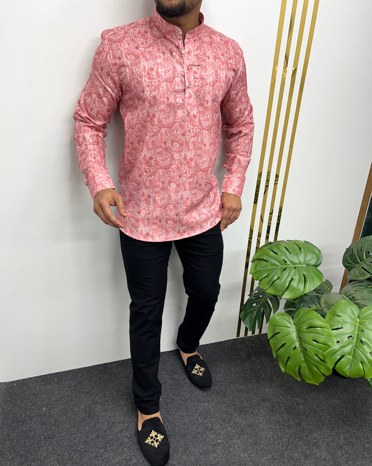 Jari Fabric Printed Premium Short Kurta
