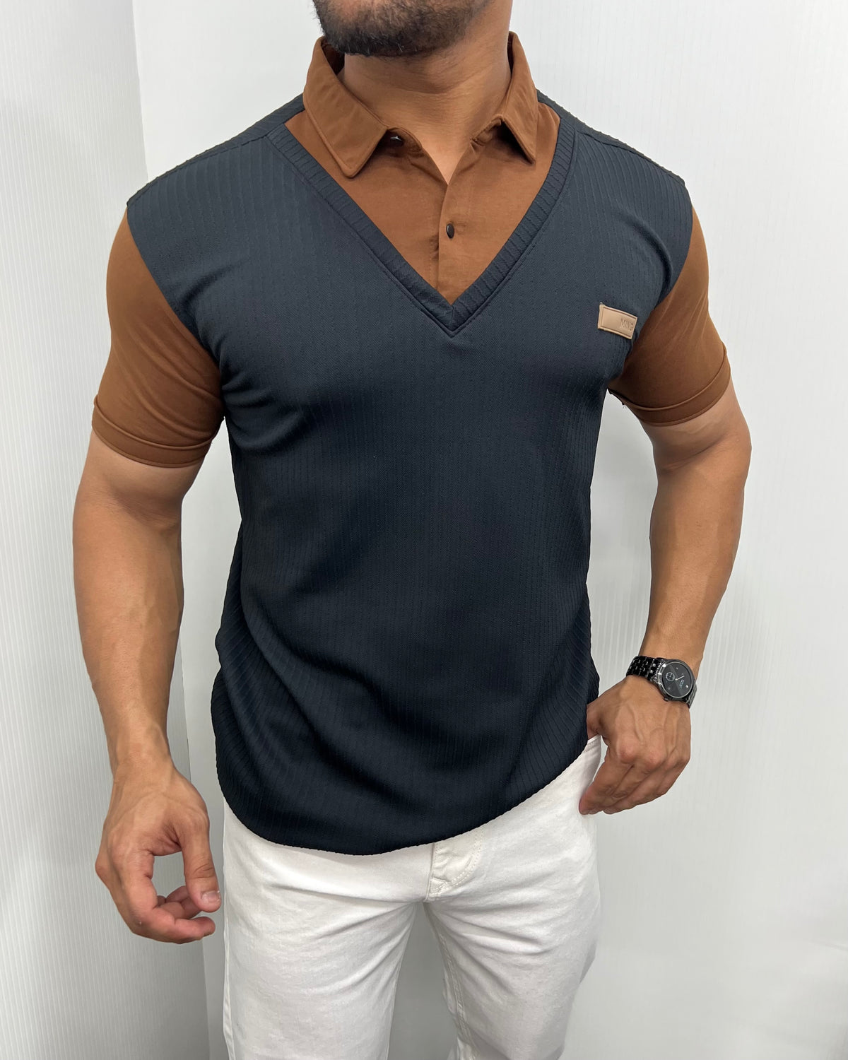 Black & Brown Plaid T-Shirt