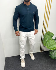 Chintamani Premium Cotton Waffle Henley Neck Full Sleeve T-Shirt