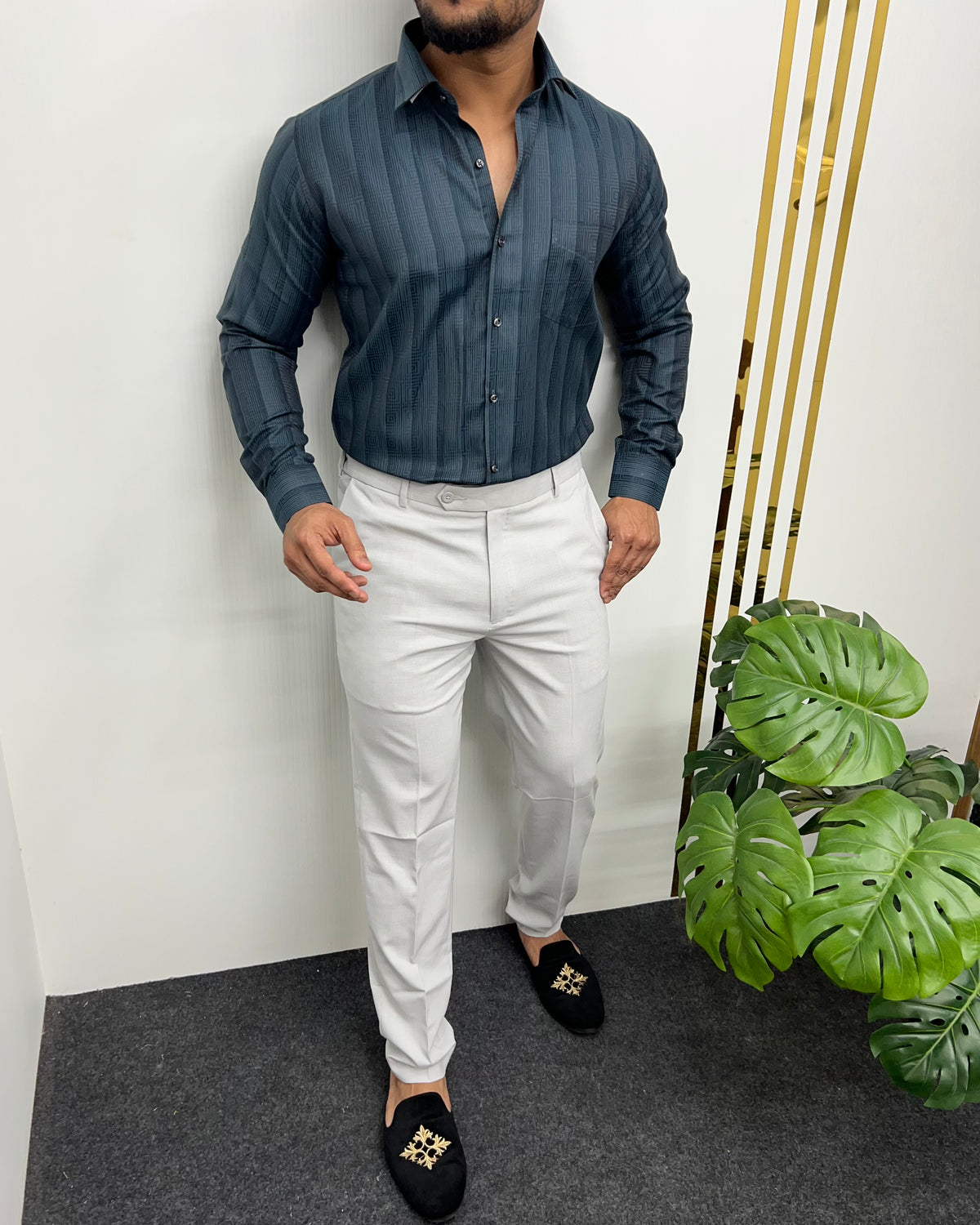 Chintamani Blue Premium Giza Finish Shirt