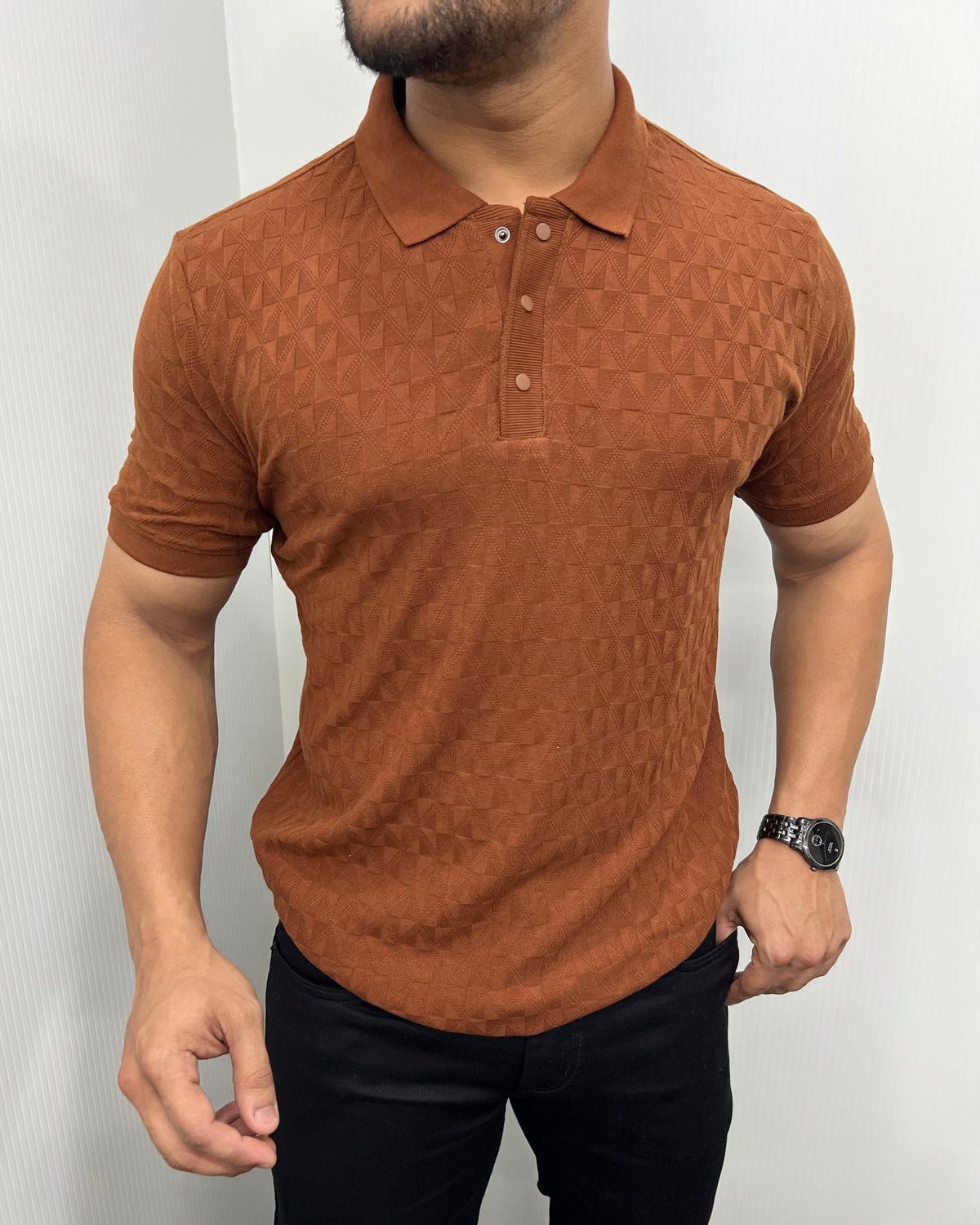 Brown Premium Jacquard T-Shirt