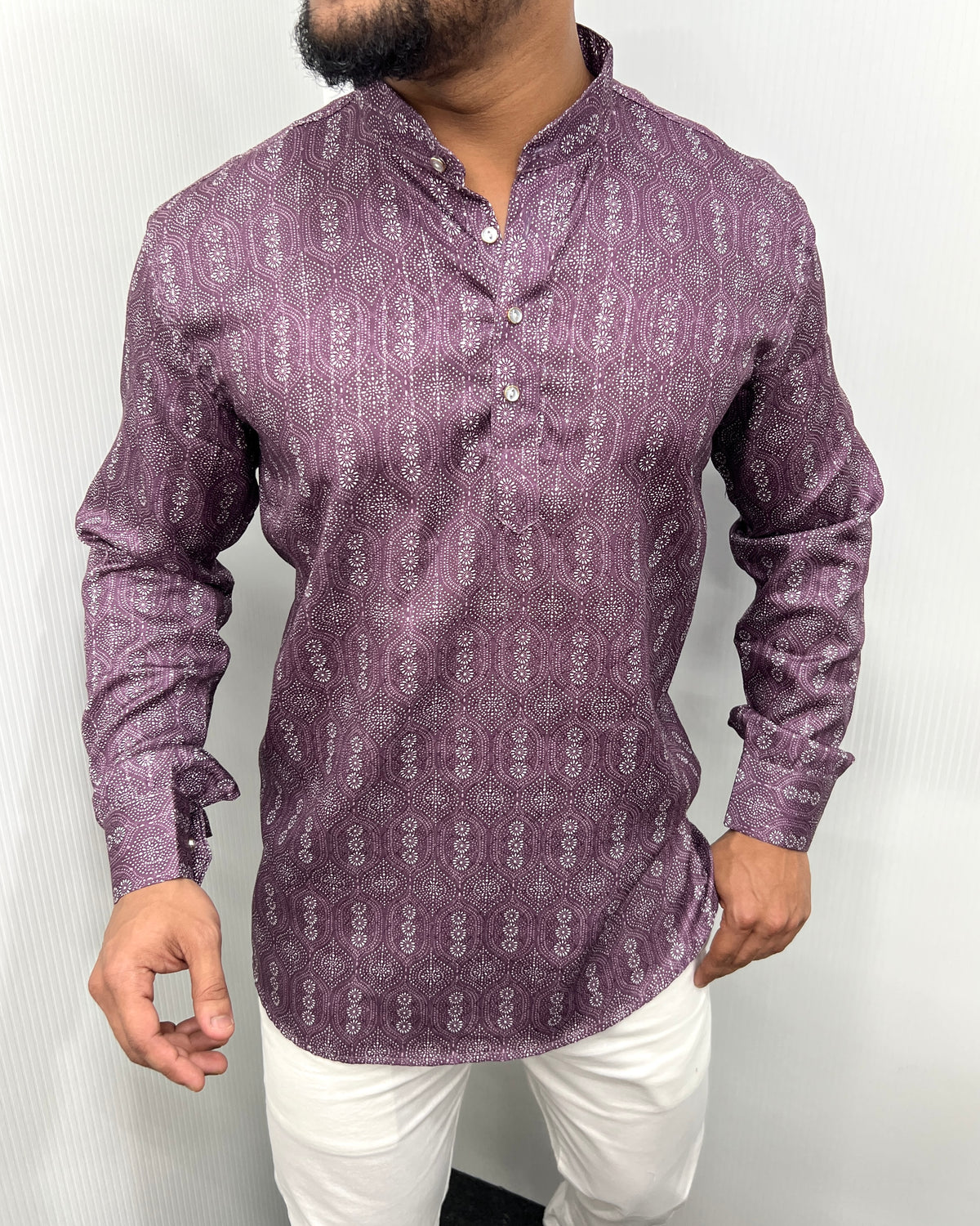 Jari Fabric Printed Premium Short Kurta