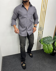 Grey Self Embroidery Shirt