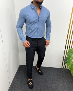 Pastle Blue Business Class Oxford Lycra Formal Shirt