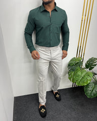 Green Cotton Gingham Checks Shirt