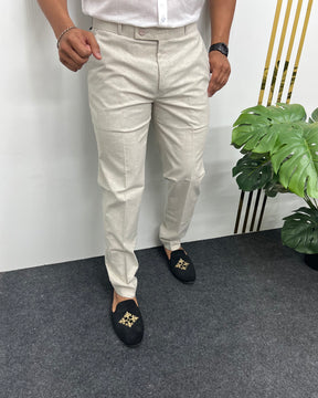 Beige Heavy Quality Linen Blend Formal Pant