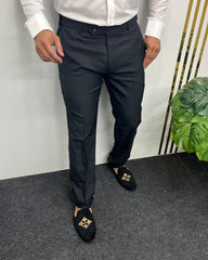 Black Straight Fit Dobby Flexiwaist Business Class Formal Pant