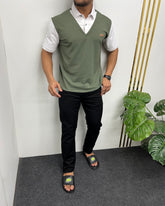 Olive & White Plaid T-Shirt