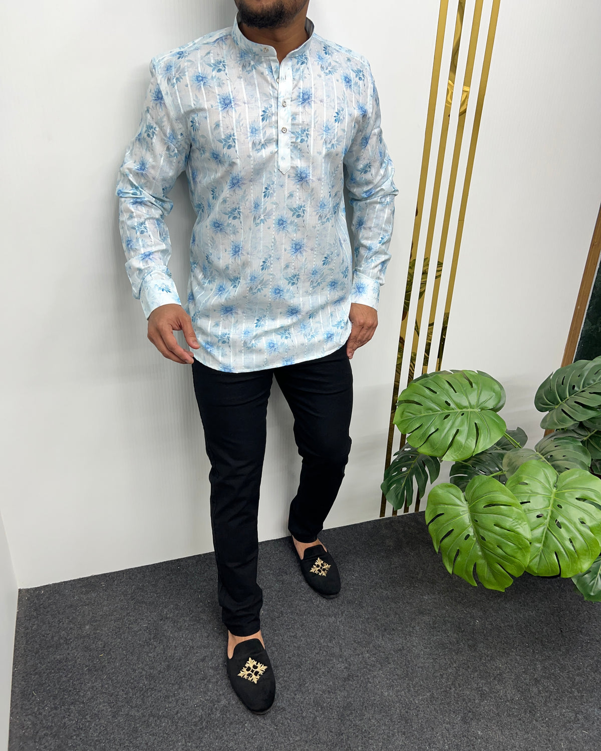 Jari Fabric Printed Premium Short Kurta