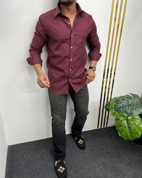 Maroon Self Embroidery Shirt
