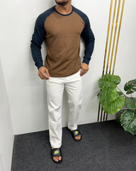 Brown & Dark Blue Raglan T-Shirt