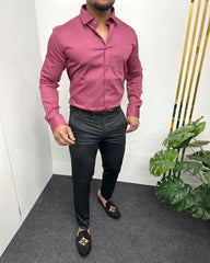 Dark Pink Cotton Satin Shirt