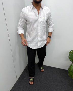 White Viscose Fabric Striped Shirt