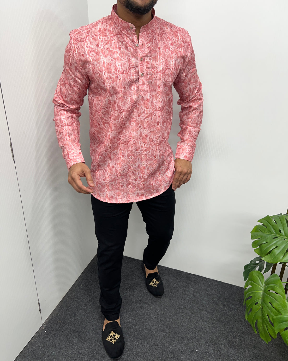Jari Fabric Printed Premium Short Kurta