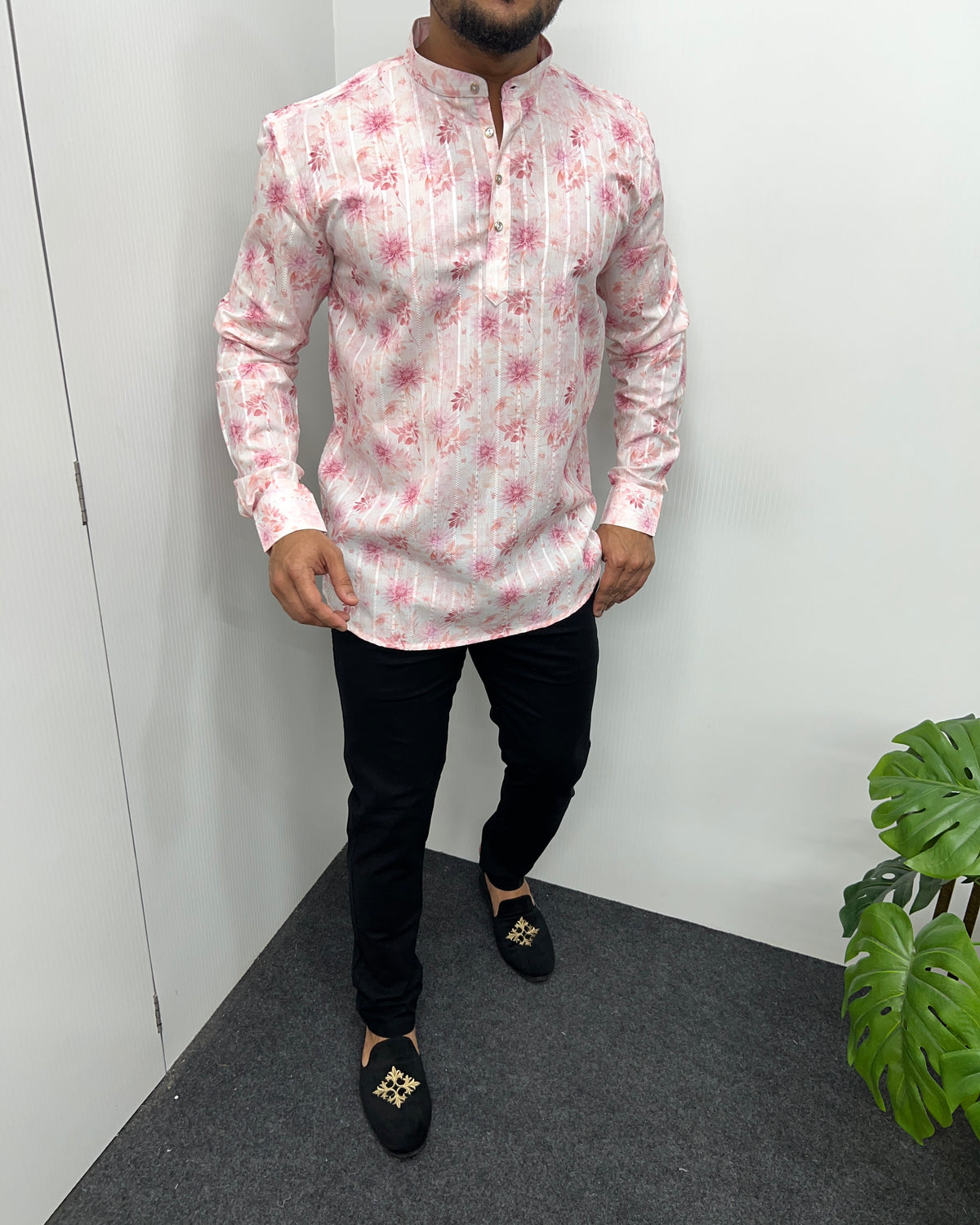 Jari Fabric Printed Premium Short Kurta