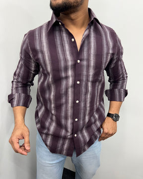 Self Striped Jute Cotton Shirt