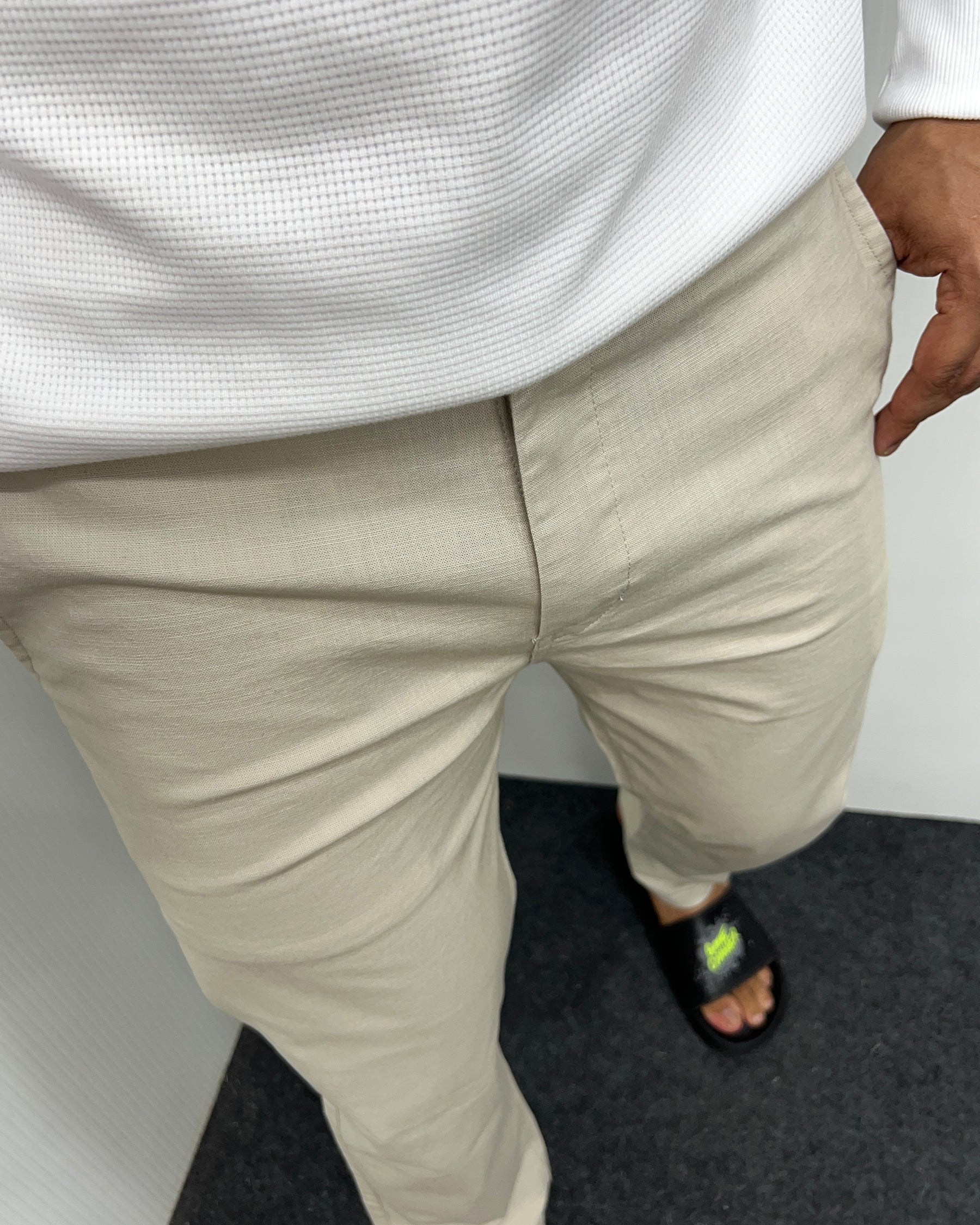 Mill Made Beige Cotton Linen Pant