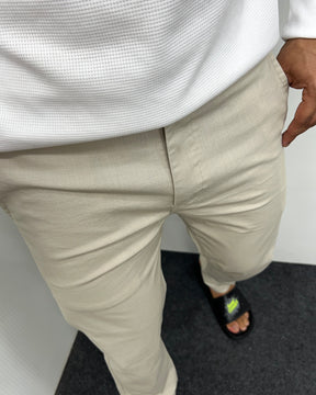 Mill Made Beige Cotton Linen Pant