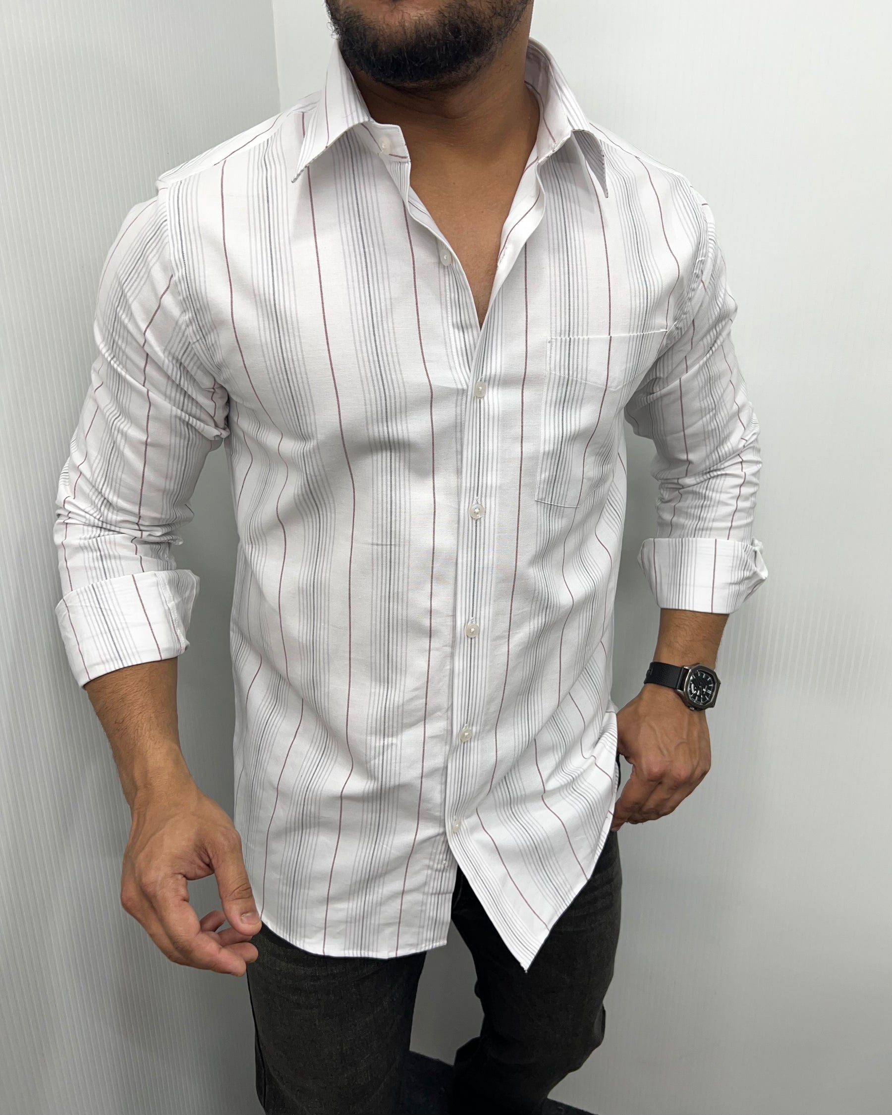 Self Striped Oxford Cotton Shirt