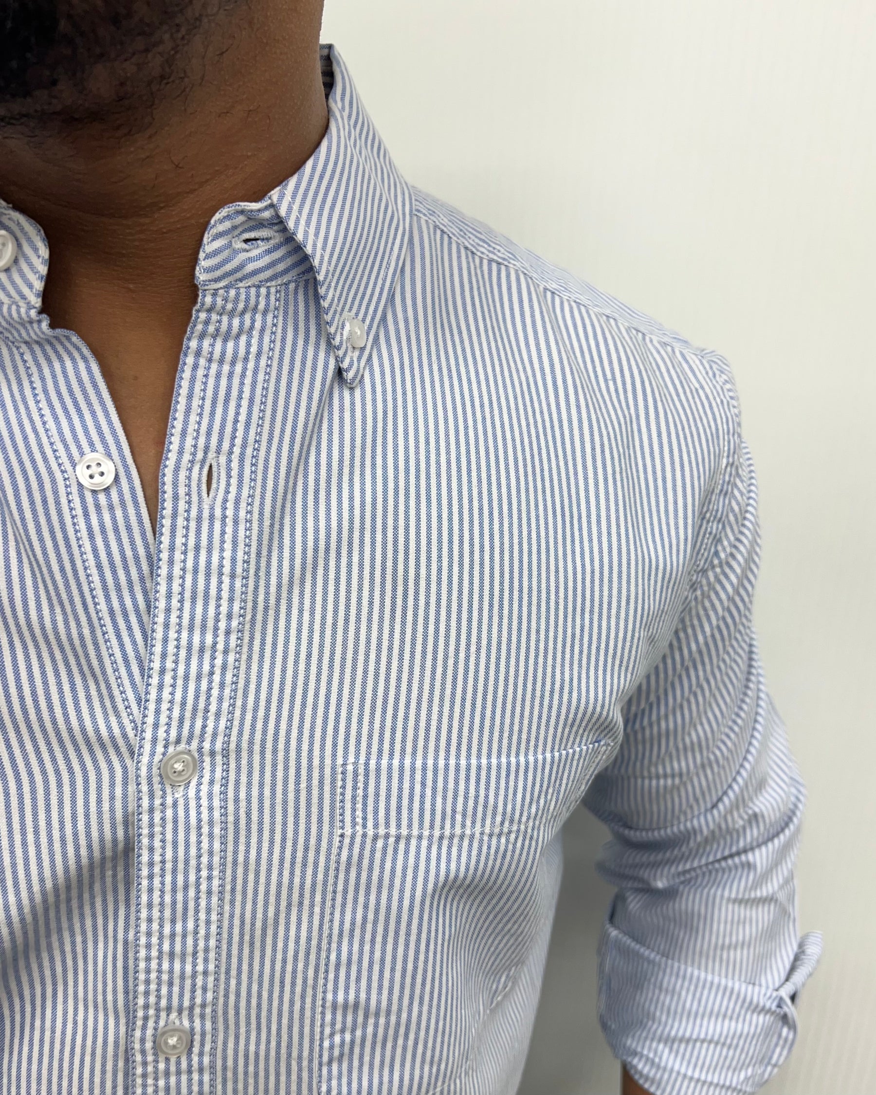 Sky Blue Cotton Oxford Striped Shirt