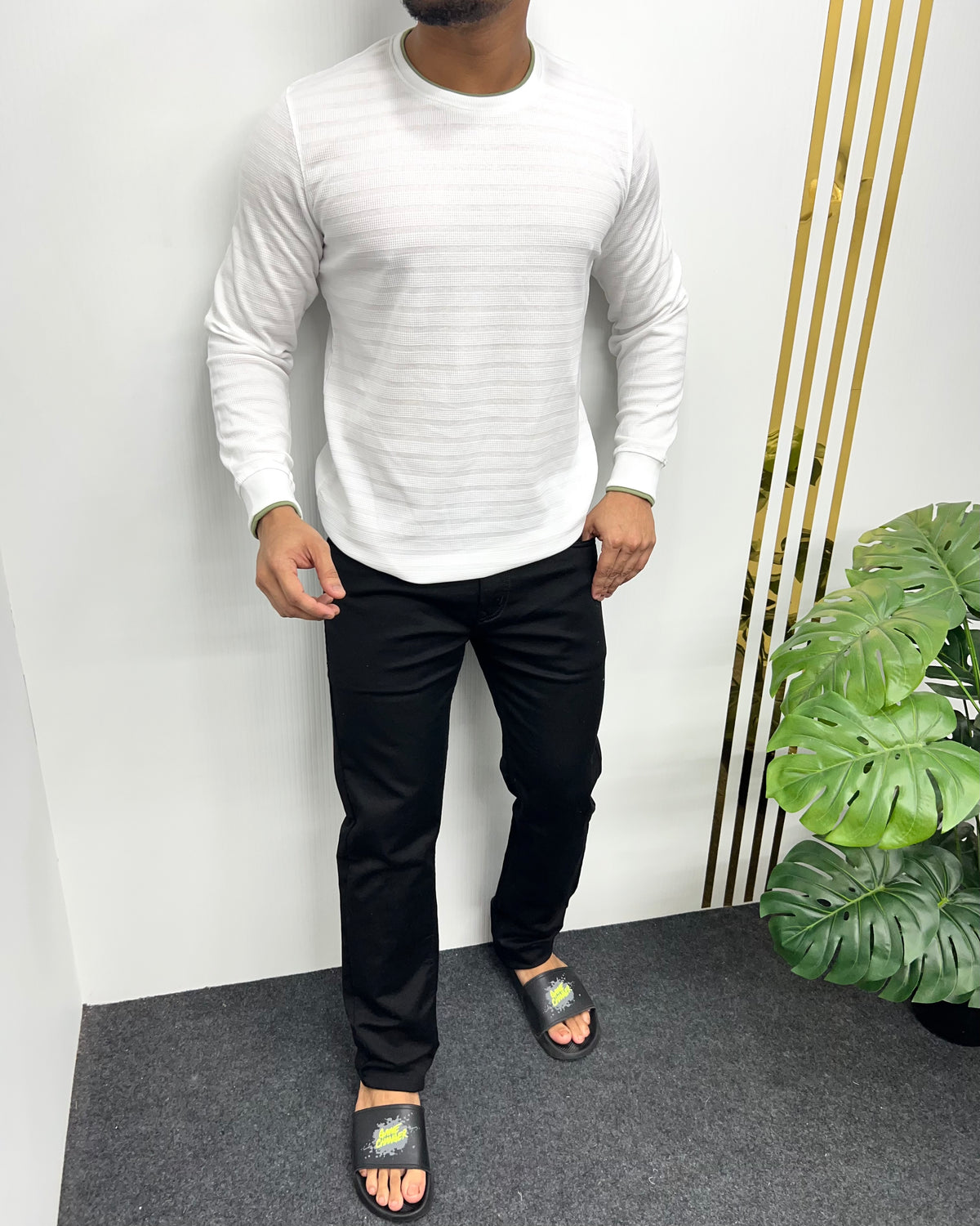 White Plain Knit T-Shirt