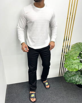 White Plain Knit T-Shirt