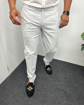 Smoke Gray Heavy Quality Linen Blend Formal Pant