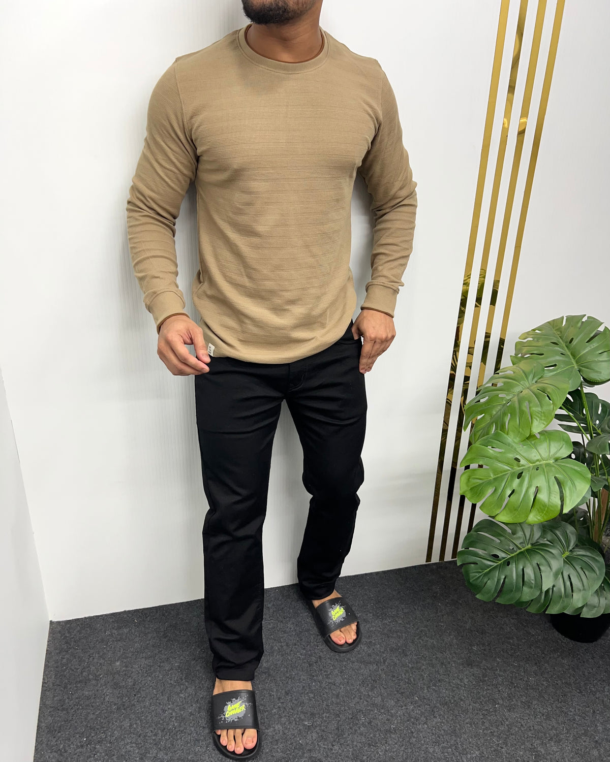 Sand Plain Knit T-Shirt