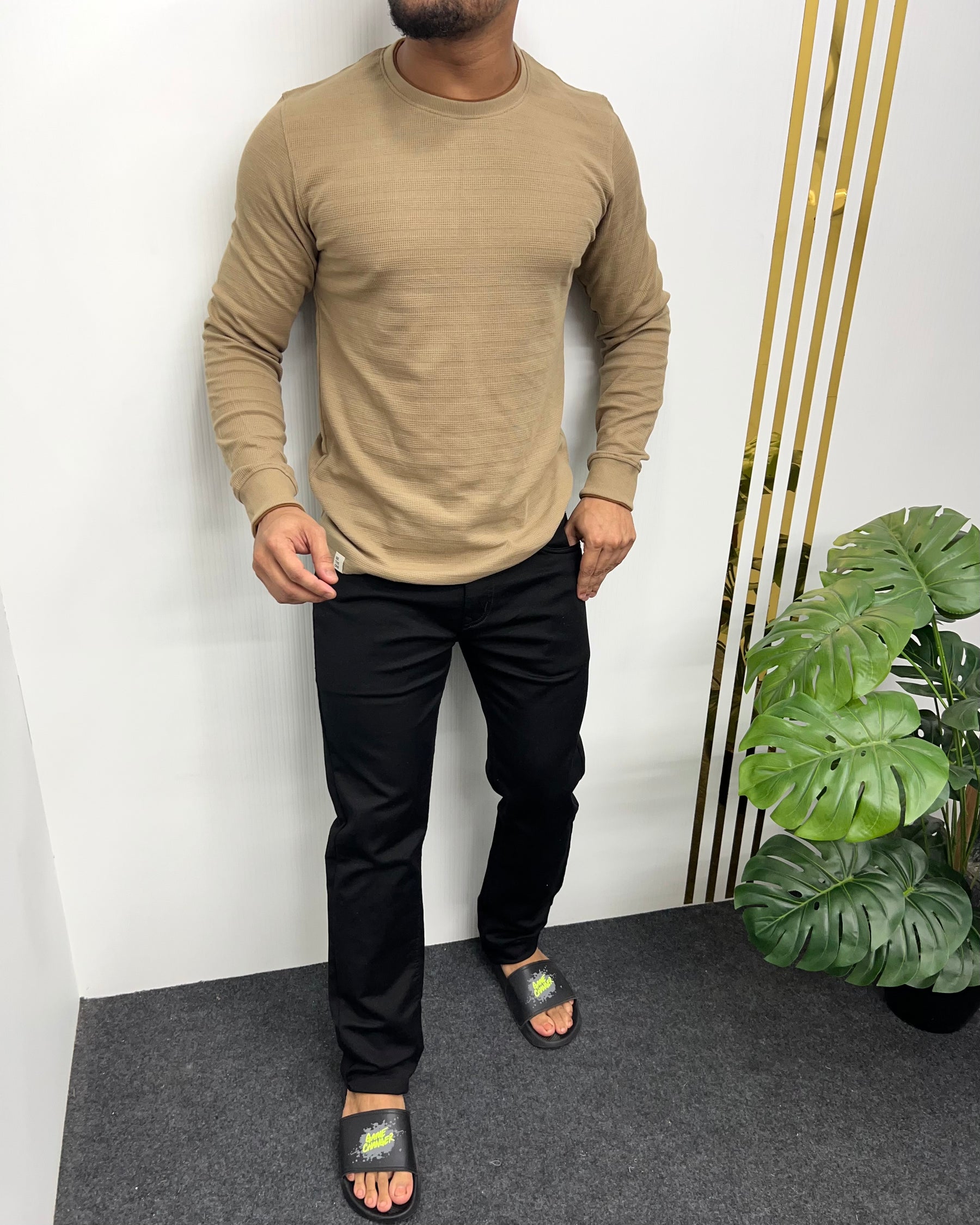 Sand Plain Knit T-Shirt