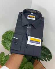 Dark Gray Cotton Satin Lycra Shirt