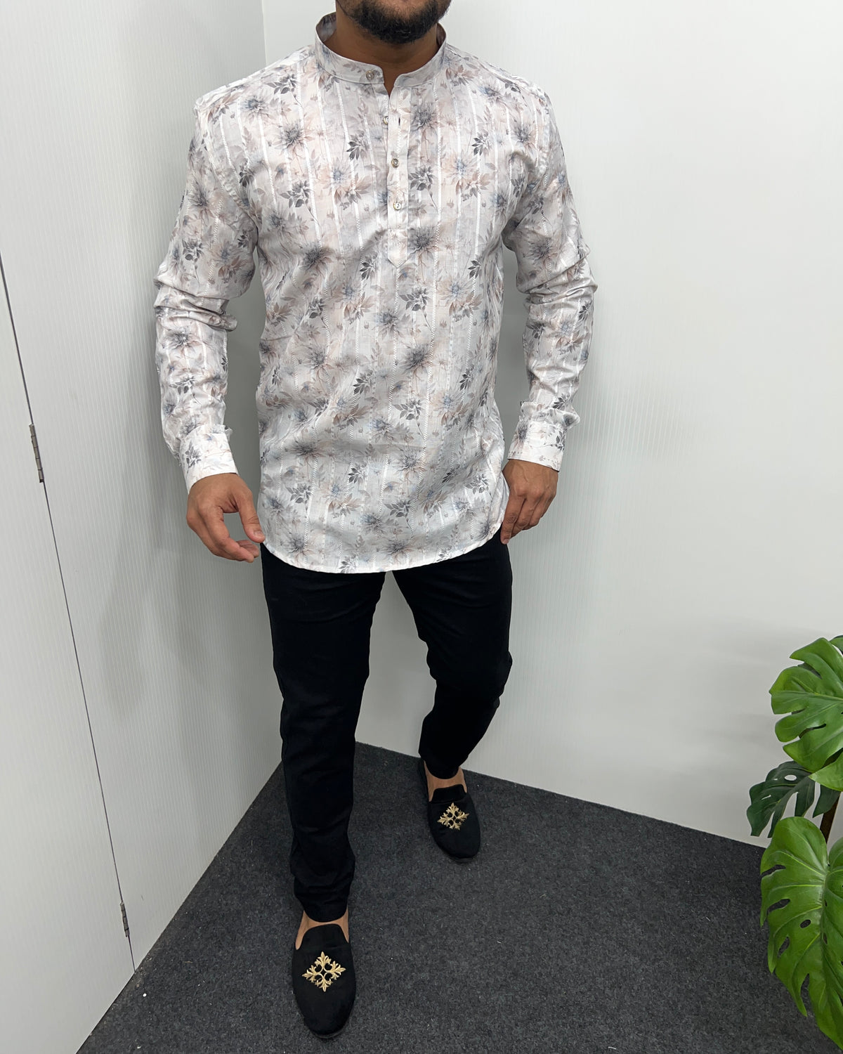 Jari Fabric Printed Premium Short Kurta