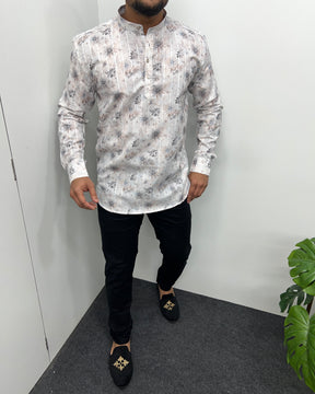 Jari Fabric Printed Premium Short Kurta