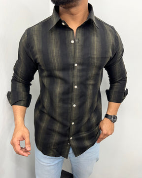 Self Striped Jute Cotton Shirt