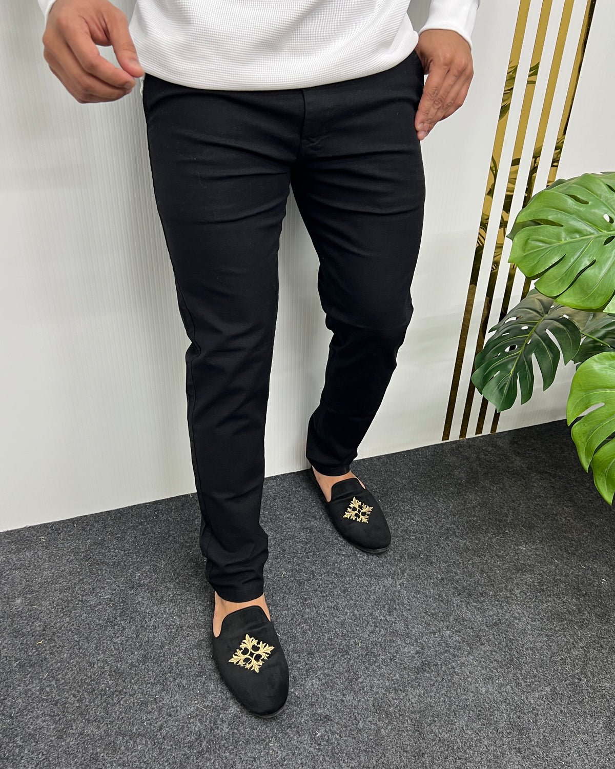 Mill Made Black Cotton Linen Pant