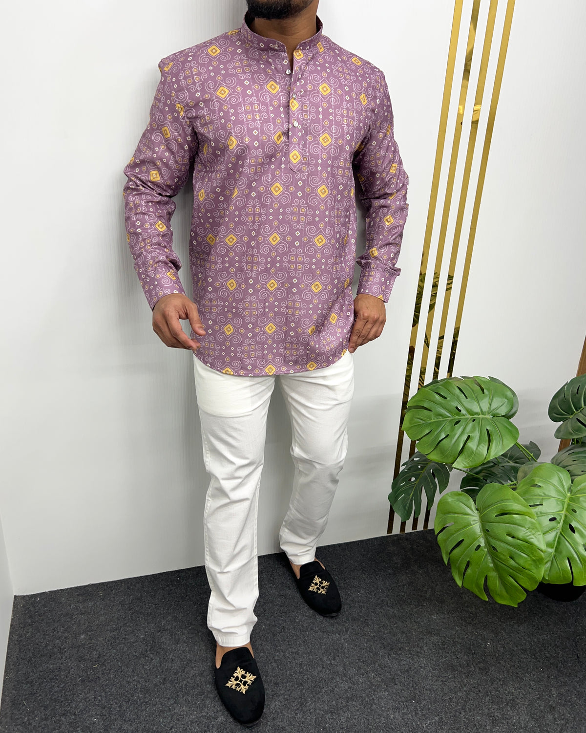 Jari Fabric Printed Premium Short Kurta